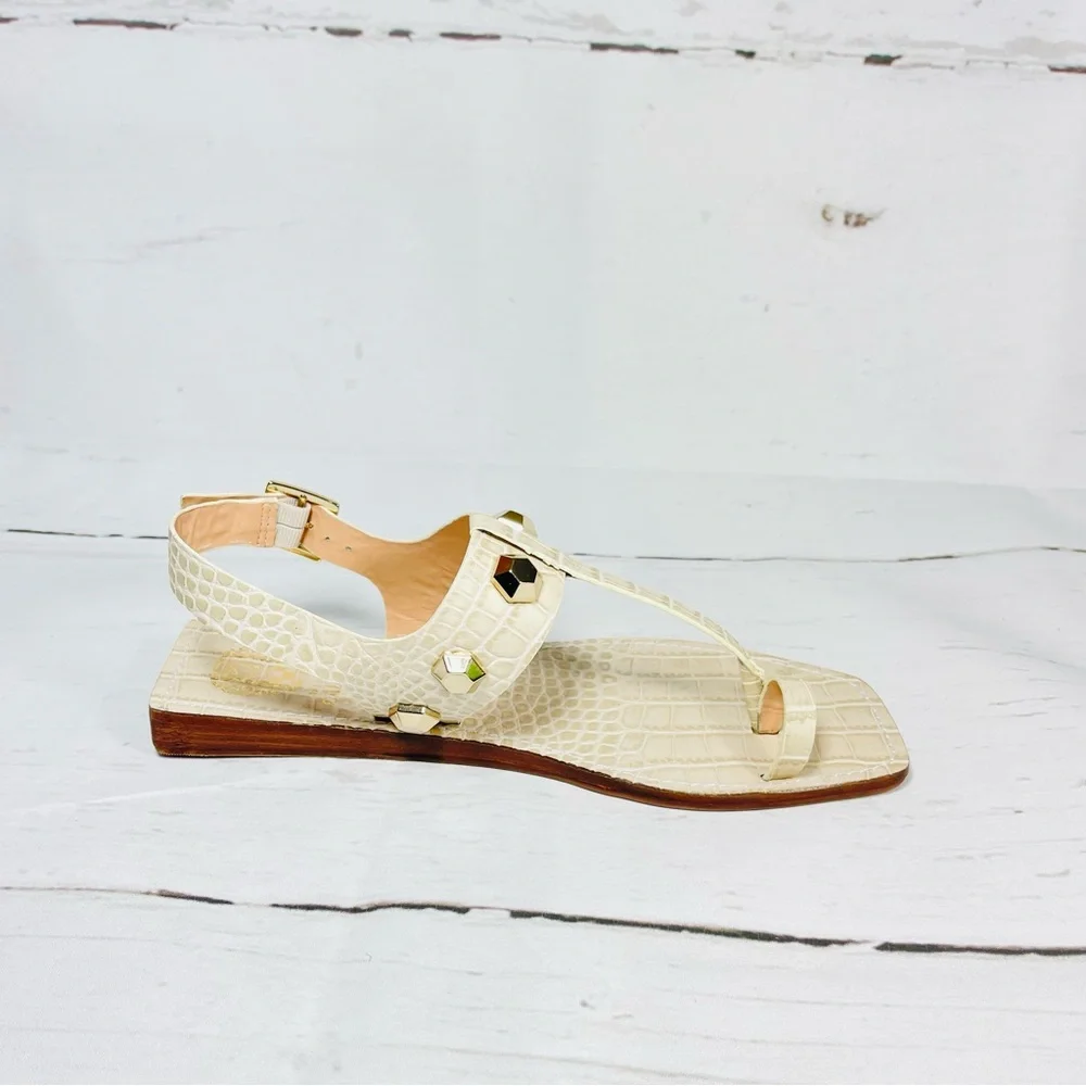 Vince Camuto Dailette Sandals Womens Size 8.5M Slingback Croc‎ Print Studded